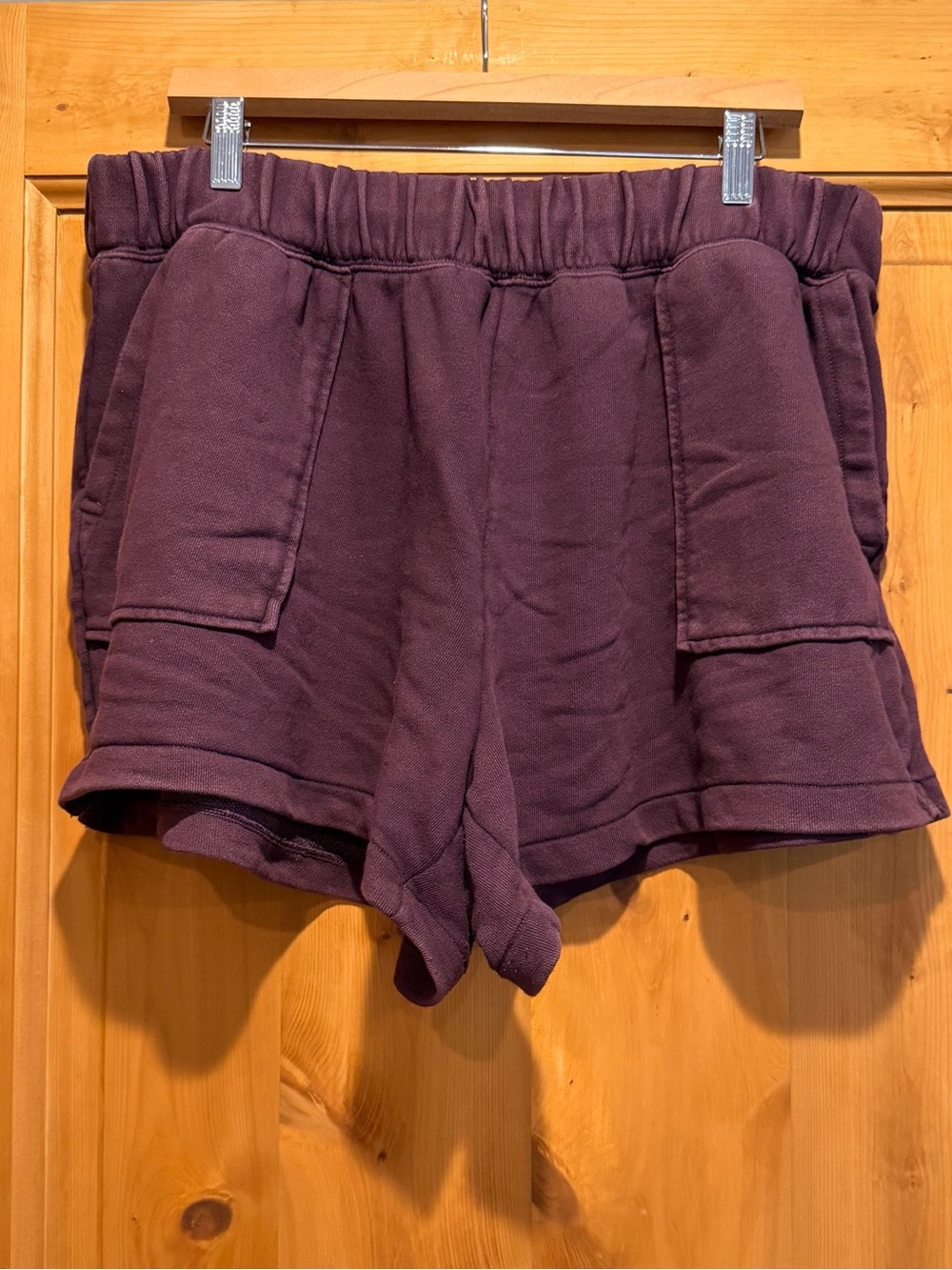aerie Plush Cargo Lounge Shorts in Deep Plum